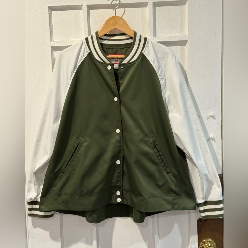 Hunter Olive and White Varsity Jacket